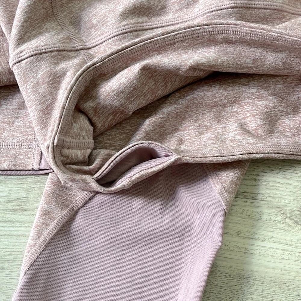 Nordstrom Zella crop high-rise leggings dusty rose mesh calf cutout size XS - Picture 6 of 9